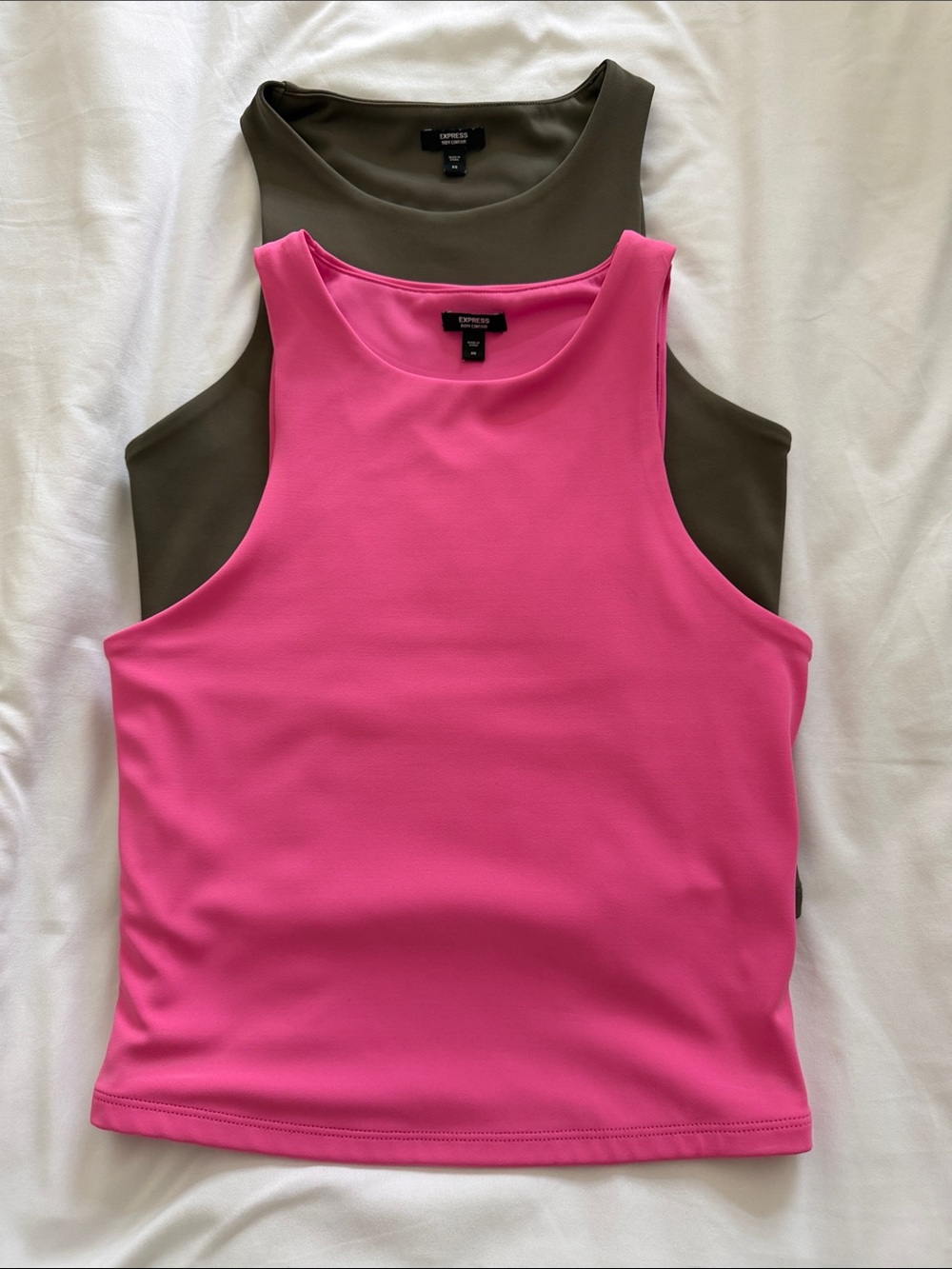 Express - Body Contour High Compression High Neck Cropped Tank (2 pack) XS